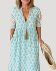 Evie | Abito midi bohemien fluido da donna con scollo a V
