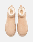 UGG Classic Ultra Mini Sand stivaletti donna in pelle scamosciata e montone beige sand, vista posteriore