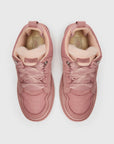 UGG Lowmel Pink Dawn sneakers bambino in pelle scamosciata rosa, vista posteriore