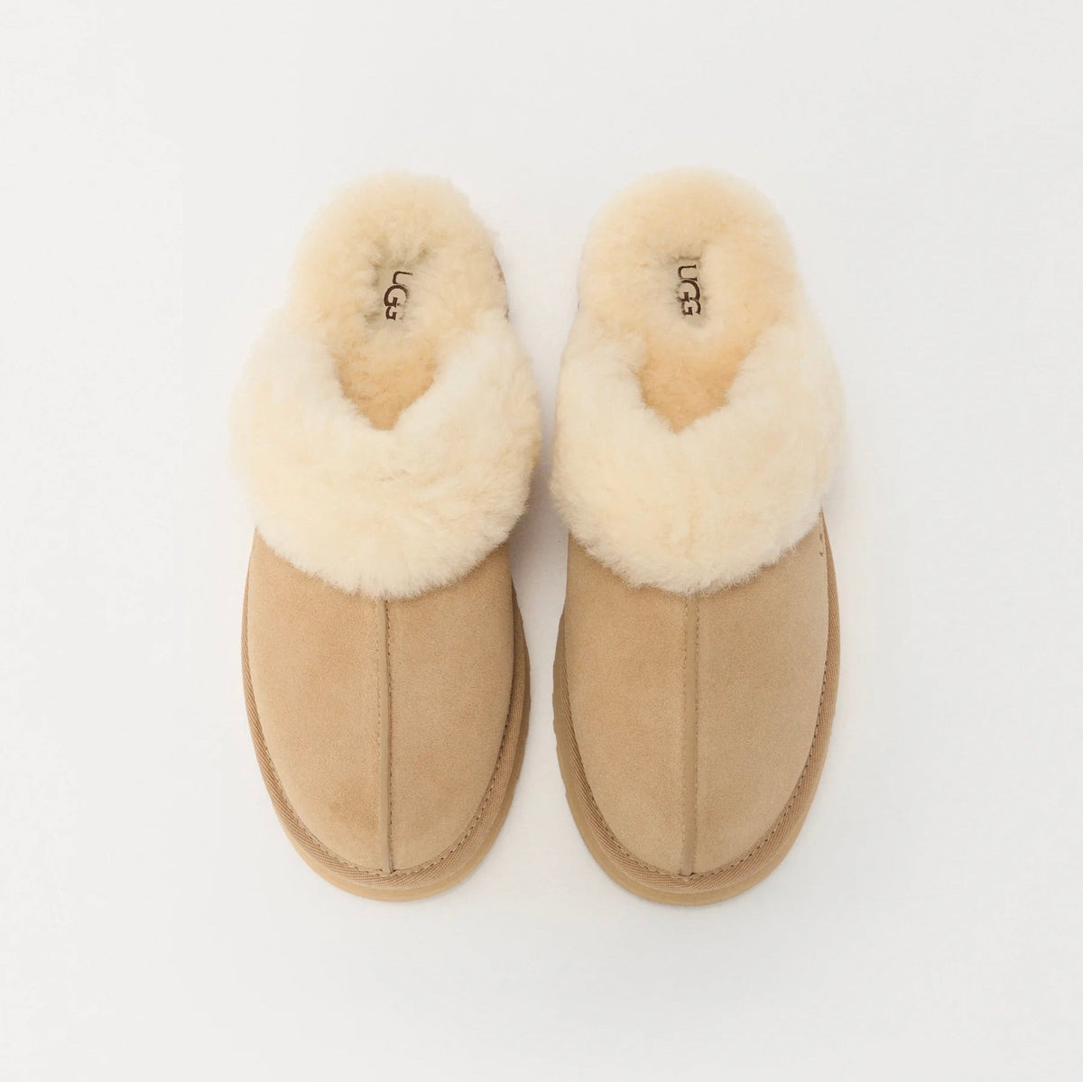 UGG Disquette Sand sabot donna in pelle scamosciata e montone beige sand, vista posteriore