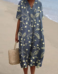 Florence | Abito midi a righe boho da donna con scollo a V