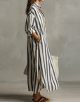 Florence | Abito lungo oversize a righe in lino da donna