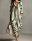 Florence | Abito lungo oversize a righe in lino da donna