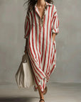 Florence | Abito lungo oversize a righe in lino da donna