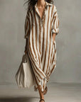 Florence | Abito lungo oversize a righe in lino da donna