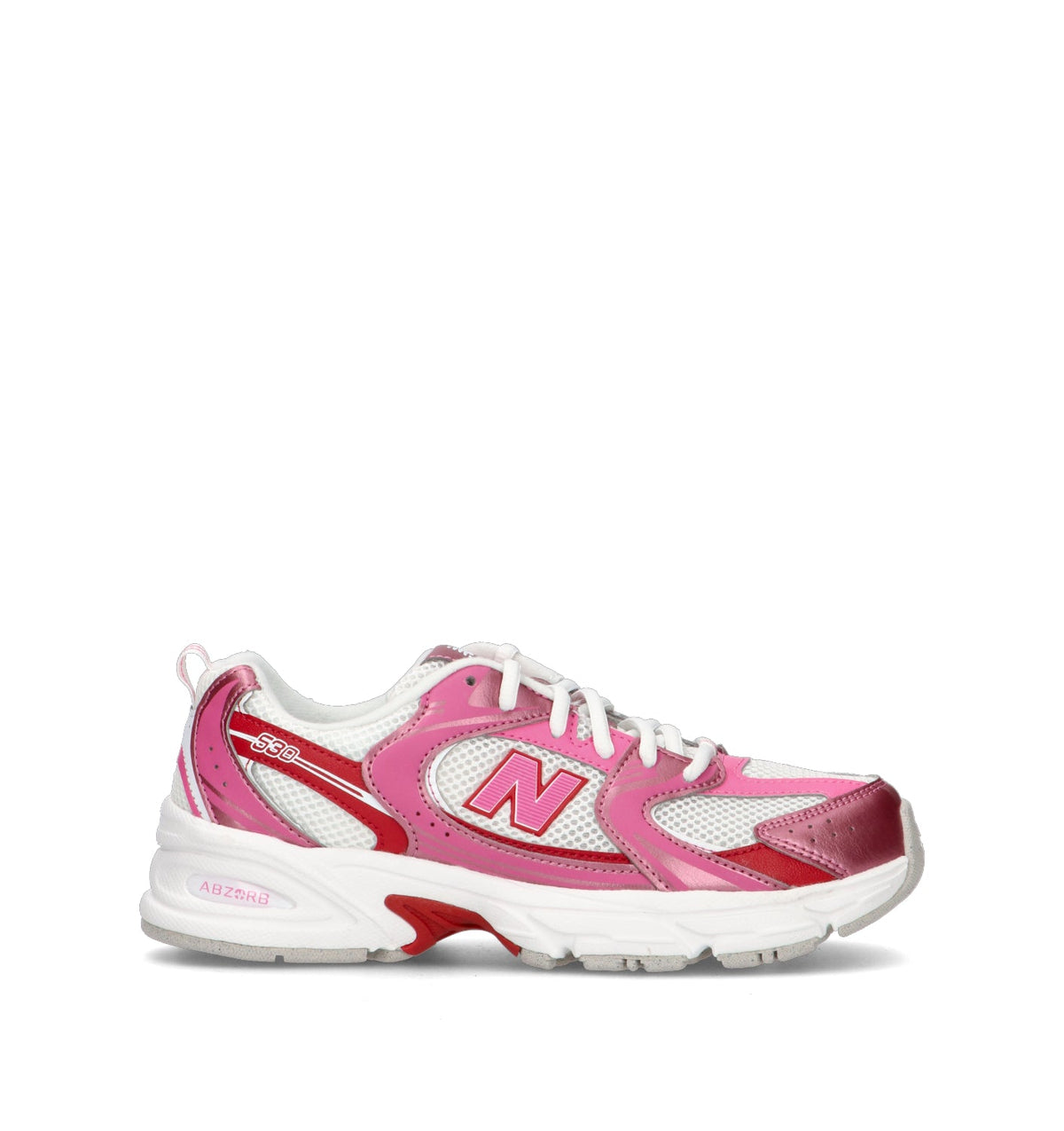 New Balance 530 sneakers ragazzi in rosa rosso - vista laterale