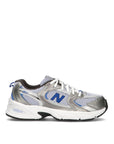 New Balance 530 sneakers ragazzi in argento metallizzato blu - vista laterale