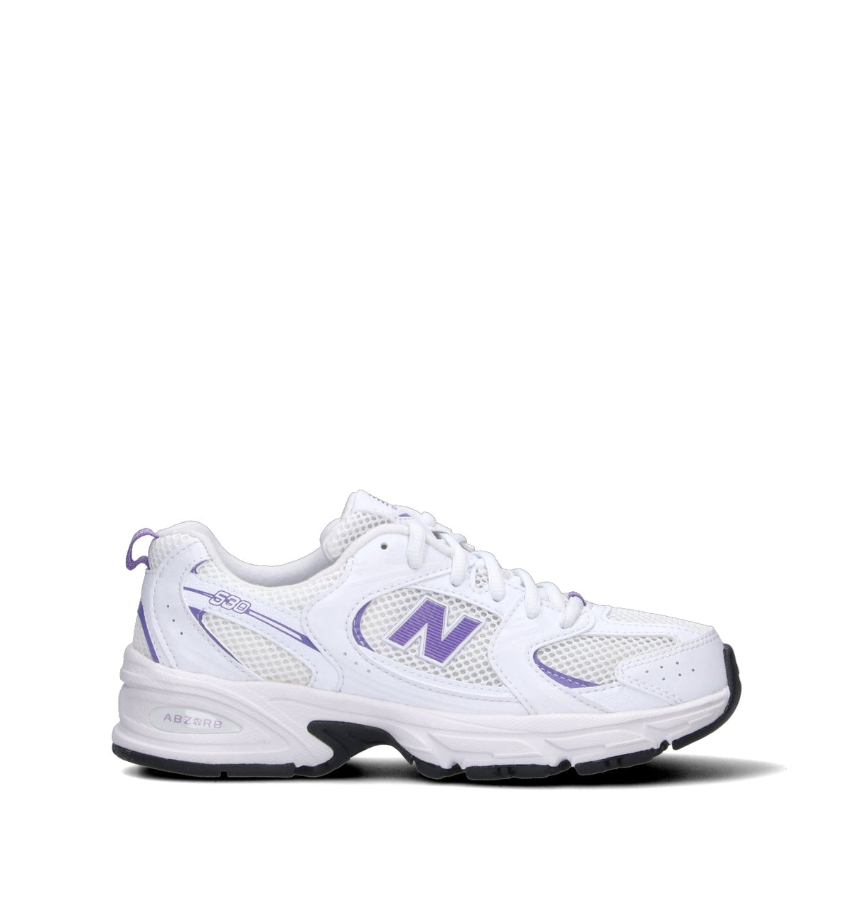 New Balance 530 sneakers ragazzi in bianco viola - vista laterale