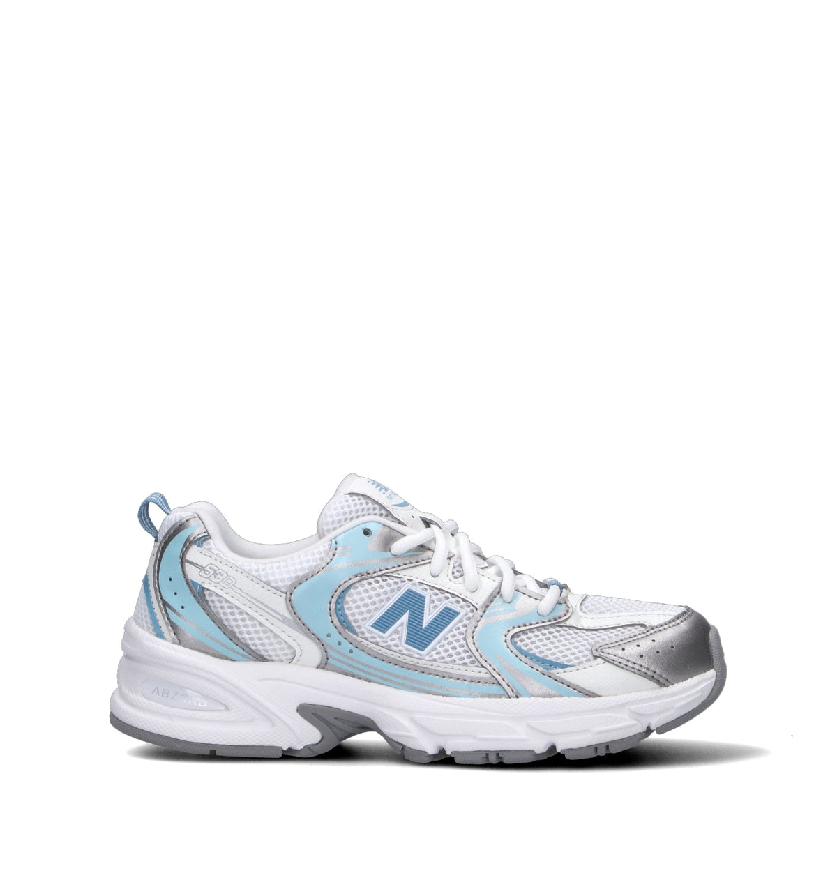 New Balance 530 sneakers ragazzi in bianco azzurro sea salt - vista laterale