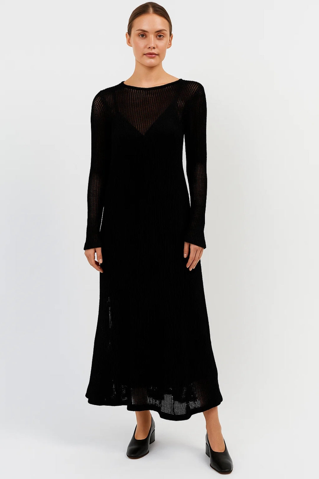 Abito lungo donna in maglia, maniche lunghe