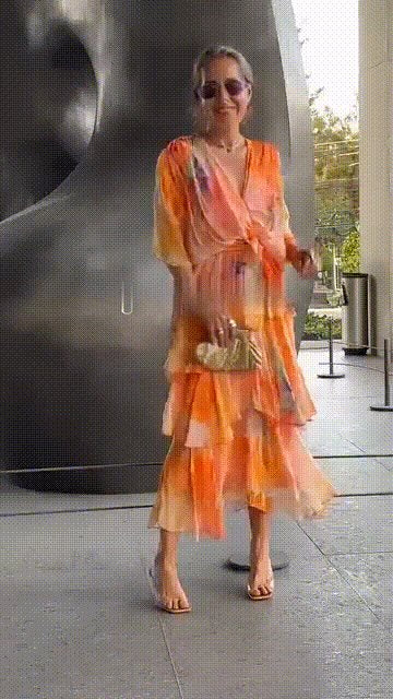 Grace | Abito lungo a balze in chiffon floreale da donna