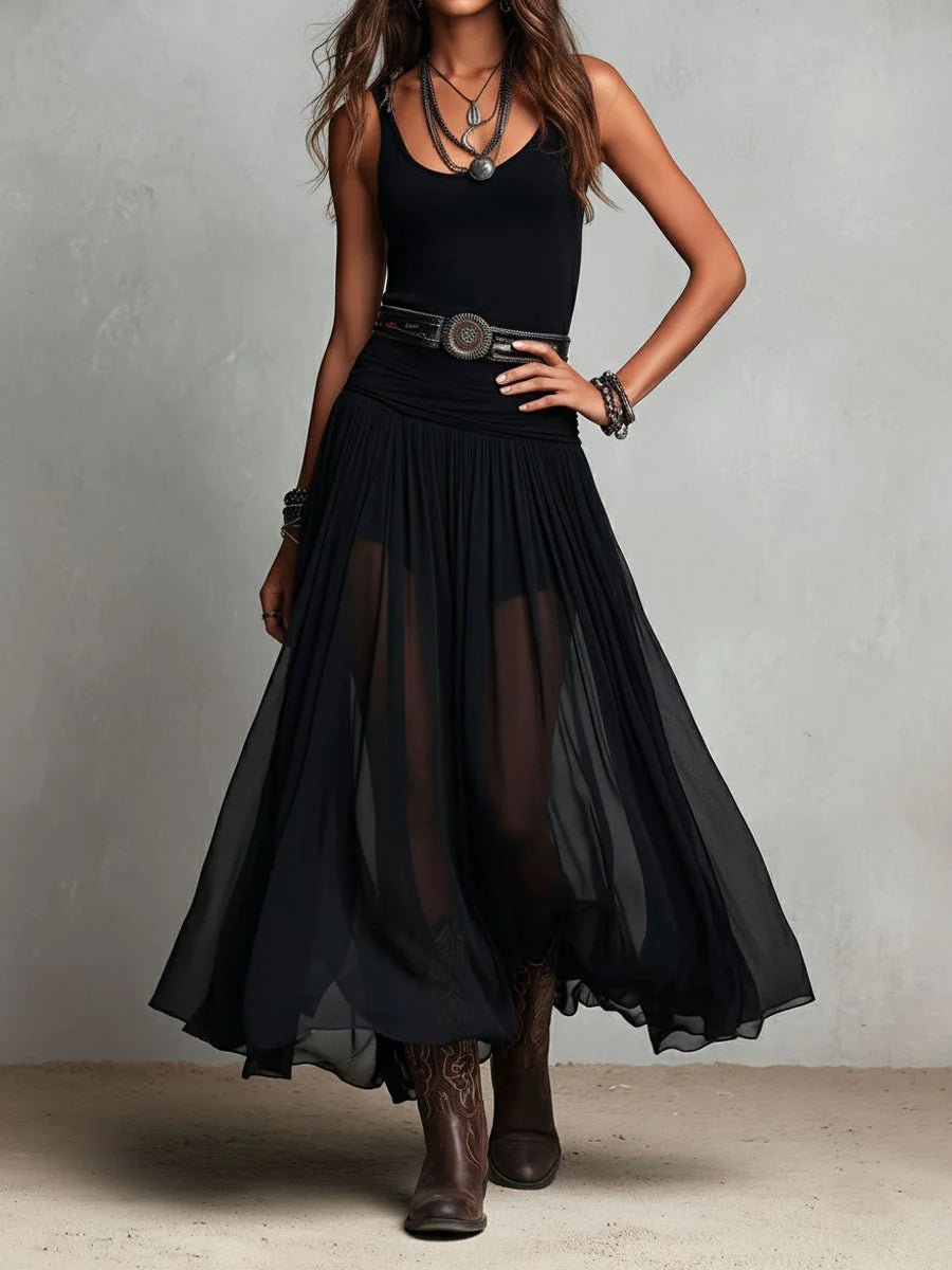 Grace | Abito lungo boho senza maniche da donna con scollo a V