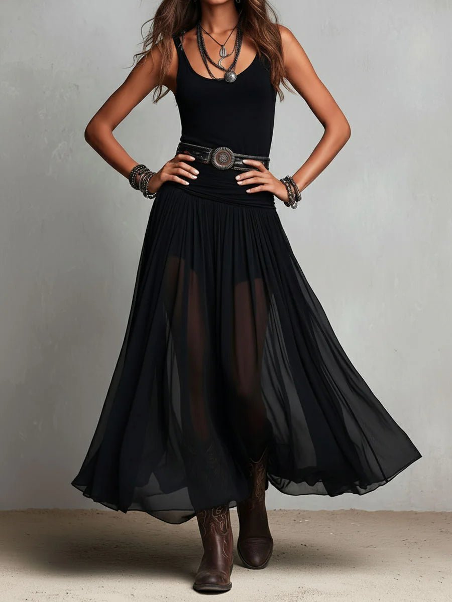 Grace | Abito lungo boho senza maniche da donna con scollo a V