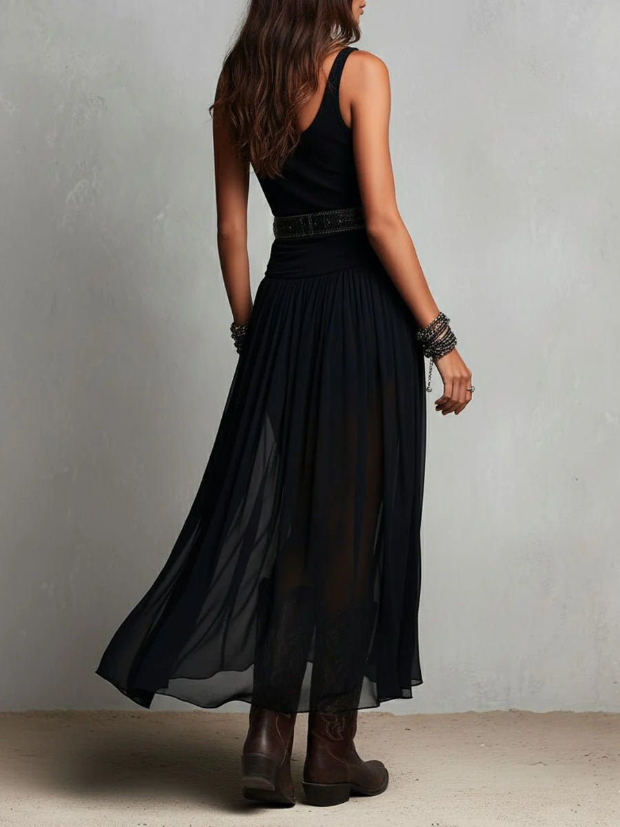 Grace | Abito lungo boho senza maniche da donna con scollo a V