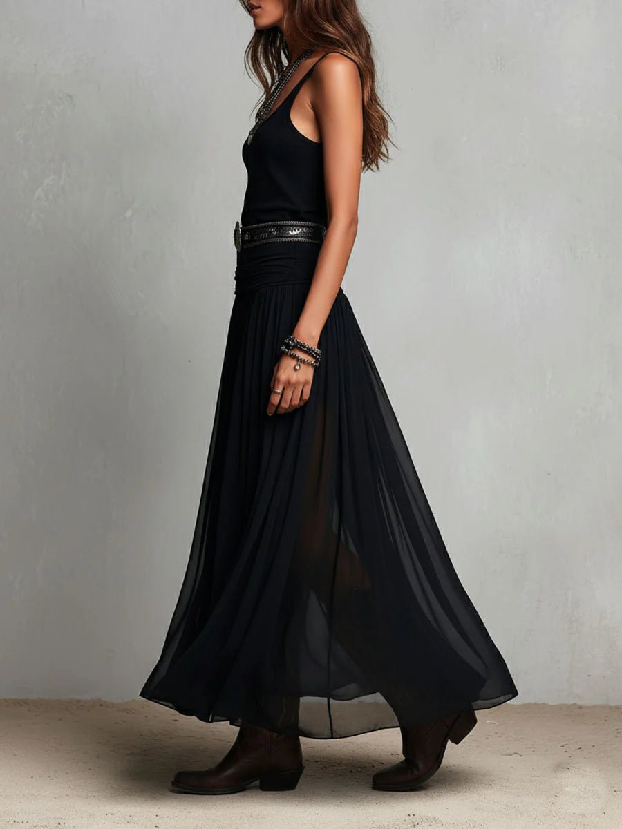 Grace | Abito lungo boho senza maniche da donna con scollo a V