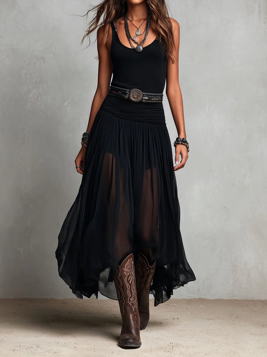 Grace | Abito lungo boho senza maniche da donna con scollo a V