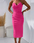 Grace | Abito midi aderente drappeggiato senza spalline da donna