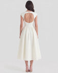 Grace | Abito midi vintage da donna con scollo a barca e gonna ampia