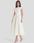 Grace | Abito midi vintage da donna con scollo a barca e gonna ampia
