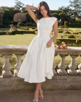 Grace | Abito midi vintage da donna con scollo a barca e gonna ampia