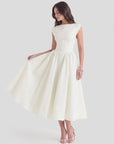 Grace | Abito midi vintage da donna con scollo a barca e gonna ampia