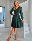 Juana Vestito Donna – Stile Vintage Scollo a V, Maniche Lunghe e Taglio A-Line Midi Elegante