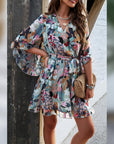 Vestaglia Odessa Donna – Incrocio a V Floreale, Maniche a Campana & Mini in Mussola Elegante