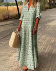 Abito lungo donna in tessuto leggero, scollo a V — vista 4