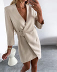 Abito blazer mini donna strutturato – portafoglio con cintura, taglio aderente