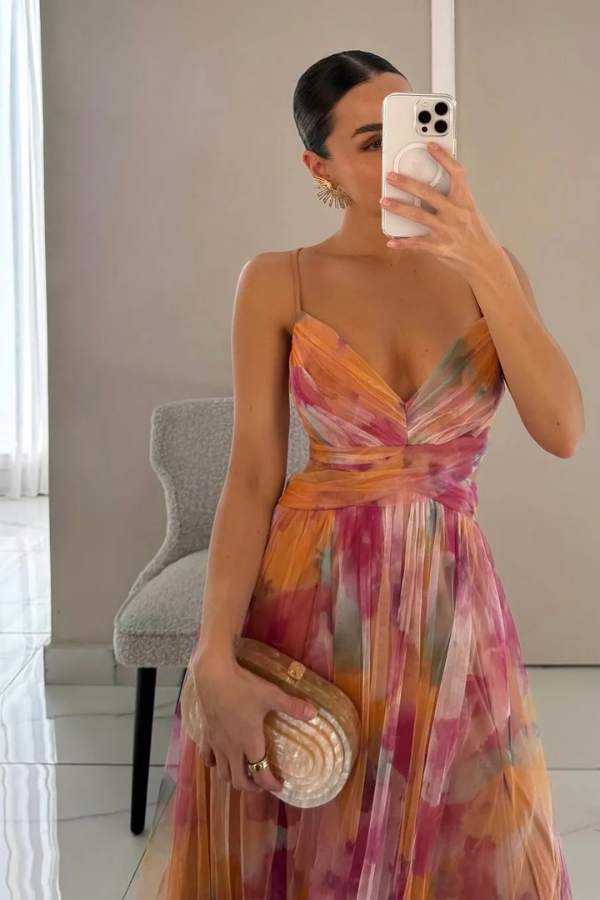 Hazel | Abito lungo elegante plissettato da donna