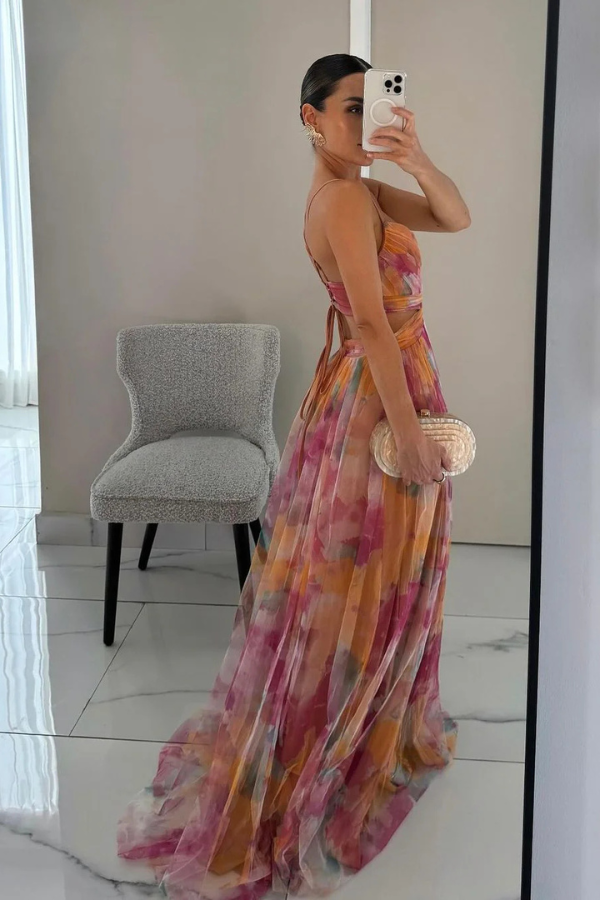Hazel | Abito lungo elegante plissettato da donna