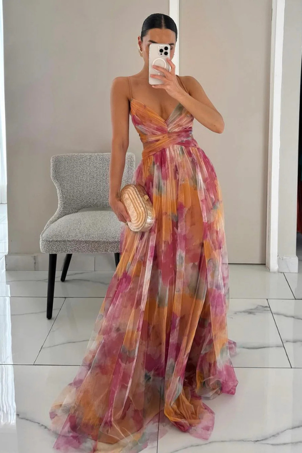 Hazel | Abito lungo elegante plissettato da donna