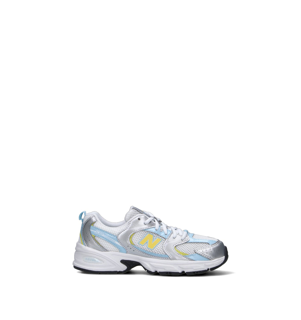 New Balance 530 sneakers primi passi in argento metallizzato azzurro - vista laterale