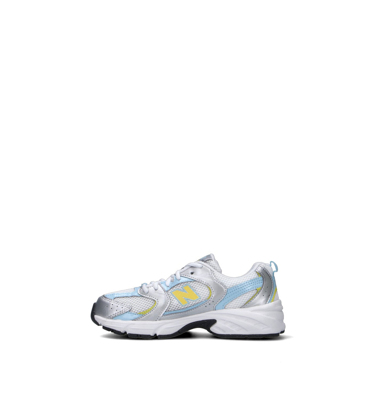 New Balance 530 sneakers primi passi in argento metallizzato azzurro - vista dettaglio