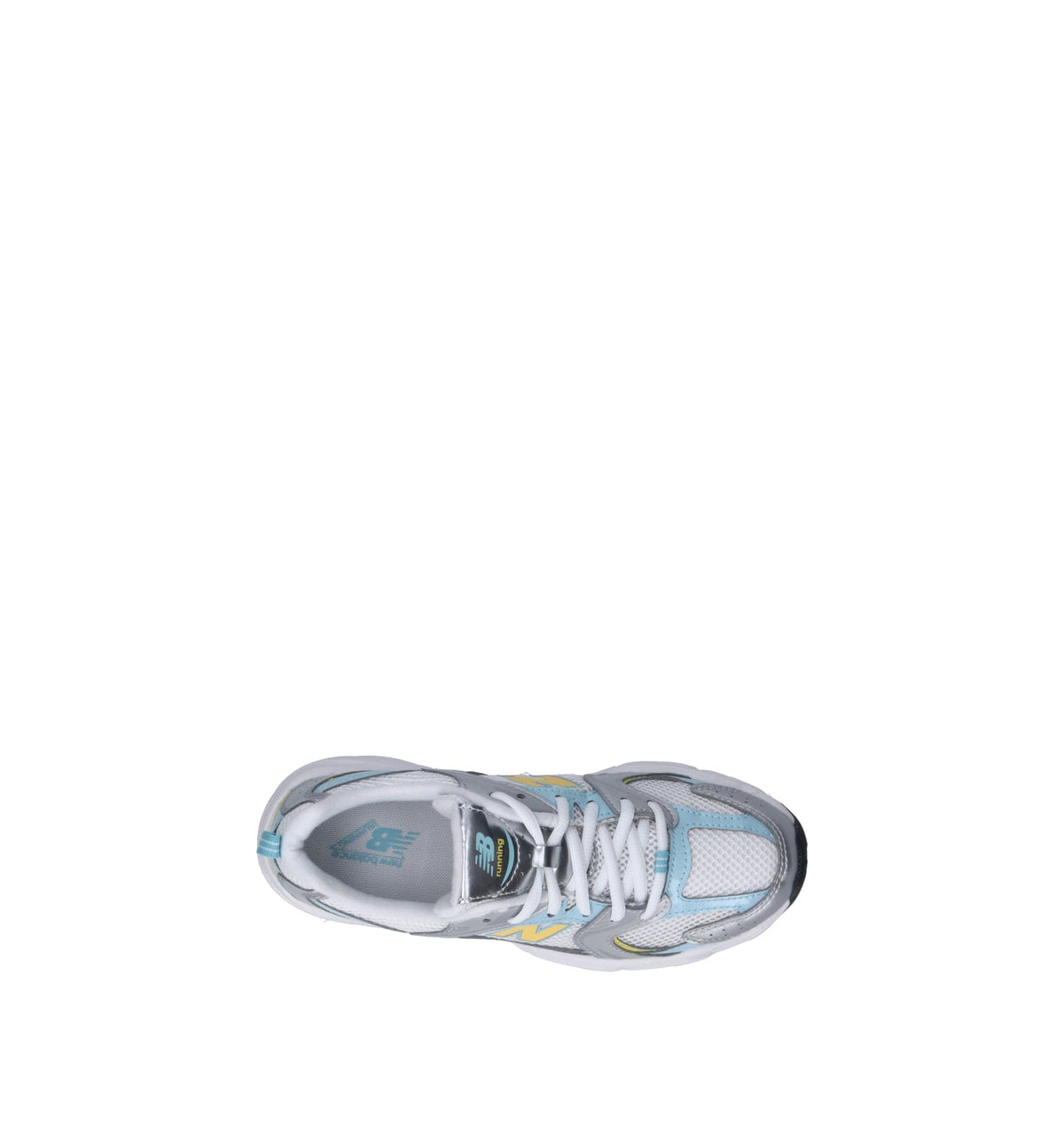 New Balance 530 sneakers primi passi in argento metallizzato azzurro - vista dettaglio