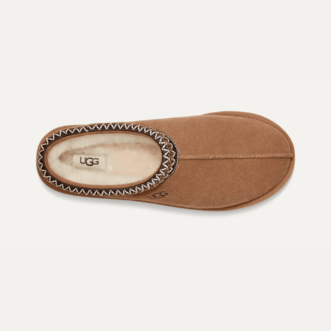 UGG Tasman Chestnut ciabatte chiuse uomo e donna in pelle scamosciata e montone marrone chestnut, dettaglio interno