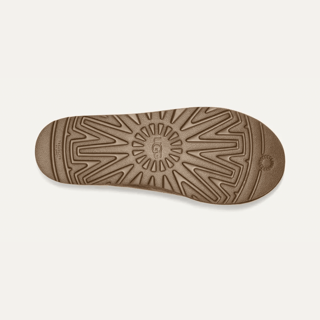 UGG Tasman Chestnut ciabatte chiuse uomo e donna in pelle scamosciata e montone marrone chestnut, vista dall'alto