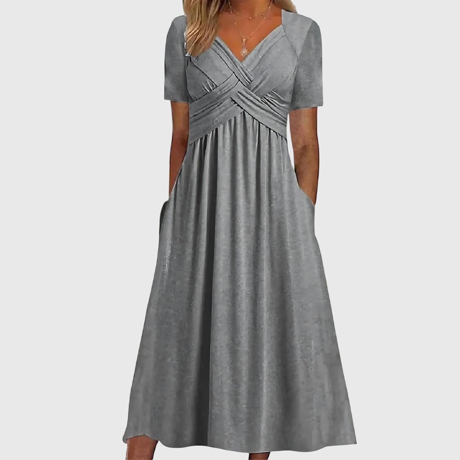 Ivy | Vestito midi da donna con incrocio frontale e controllo della pancia