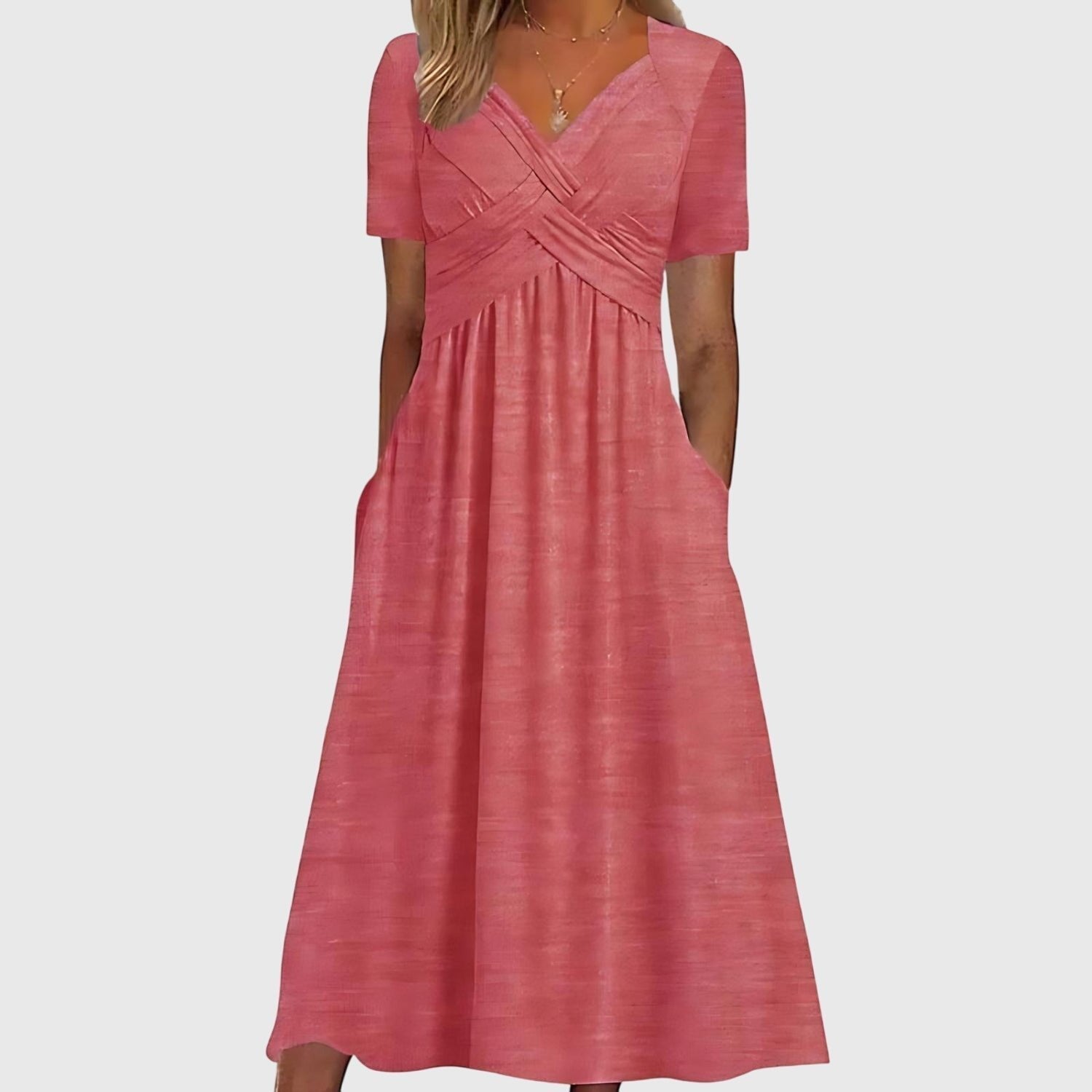Ivy | Vestito midi da donna con incrocio frontale e controllo della pancia