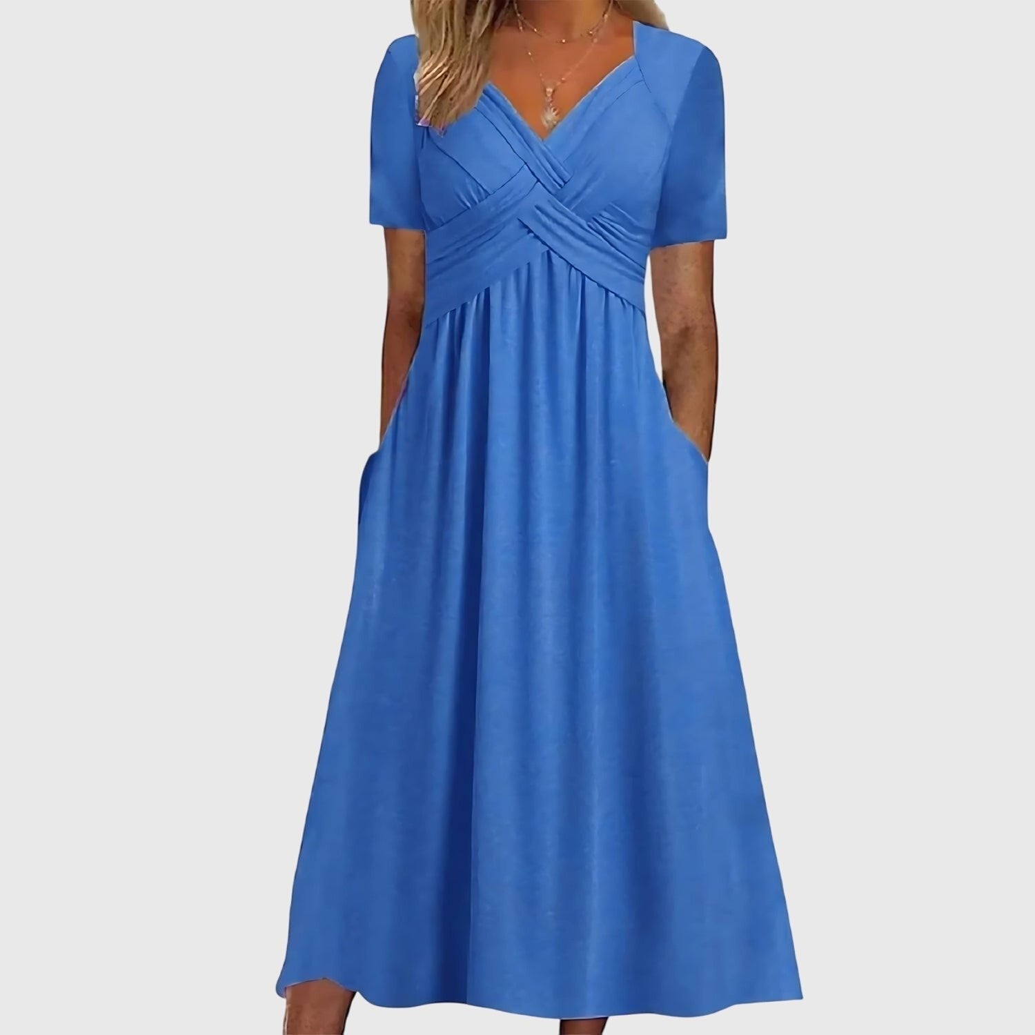 Ivy | Vestito midi da donna con incrocio frontale e controllo della pancia