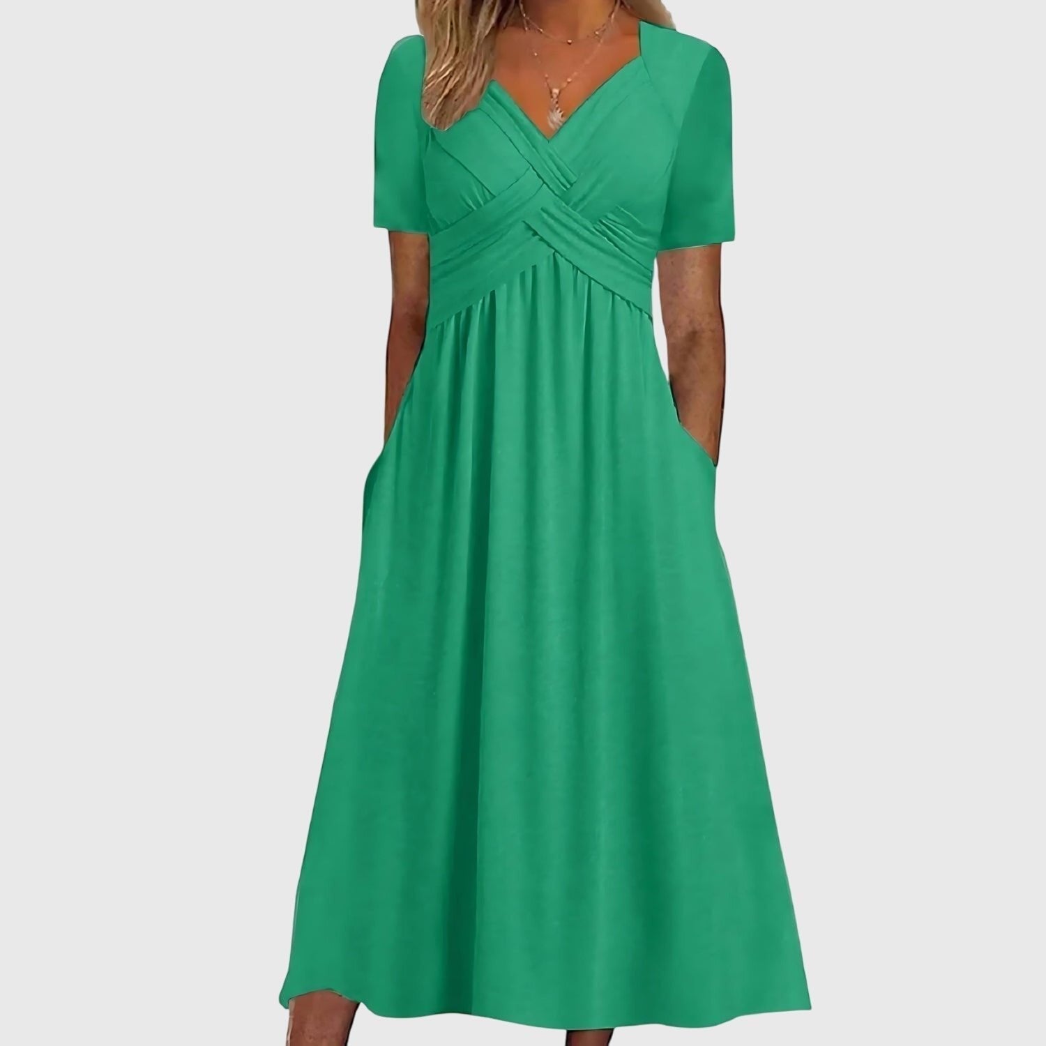 Ivy | Vestito midi da donna con incrocio frontale e controllo della pancia