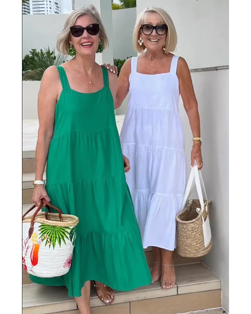 Jenna | Abito lungo casual a balze senza maniche da donna