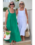 Jenna | Abito lungo casual a balze senza maniche da donna