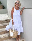 Jenna | Abito lungo casual a balze senza maniche da donna
