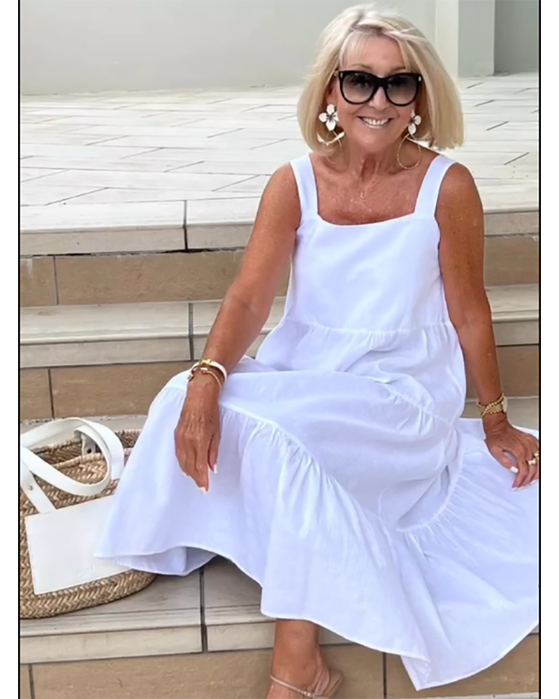 Jenna | Abito lungo casual a balze senza maniche da donna