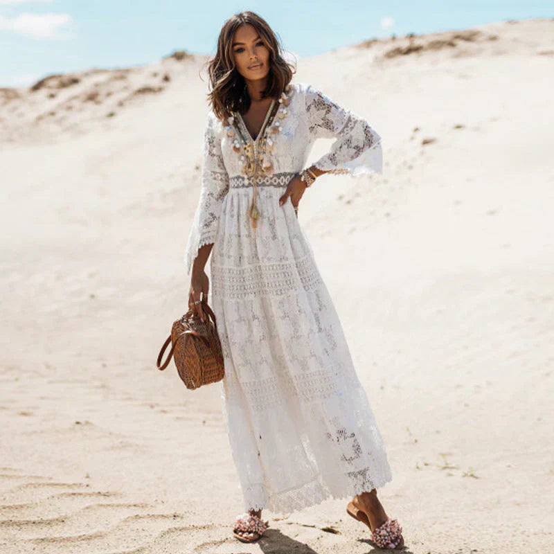 Jessica | Abito lungo bohemien a maniche lunghe da donna per l'estate
