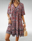 Jessica | Vestito Mini Donna Boho Stampato con Scollo a V