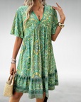 Jessica | Vestito Mini Donna Boho Stampato con Scollo a V