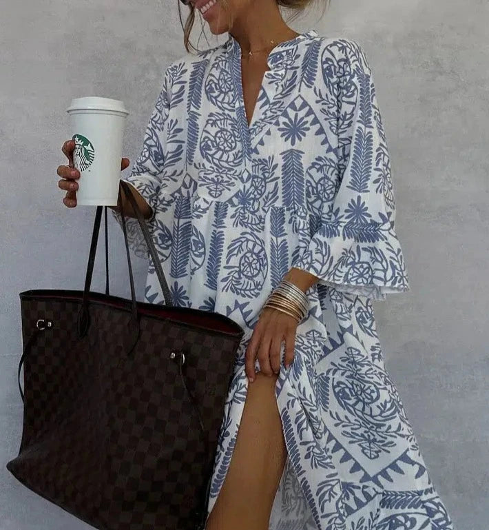 Julia | Abito lungo a maniche lunghe da donna con motivo boho