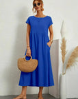 Kaitlyn | Abito Midi Donna Largo con Tasche e Maniche Corte